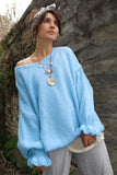 Blue frill sleeve jumper (Blue)