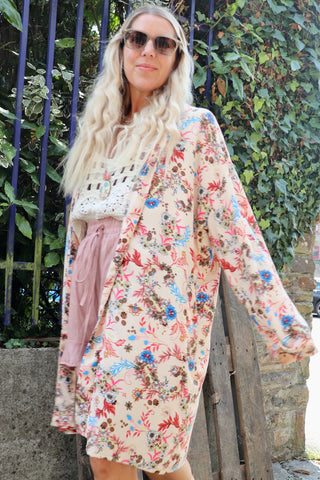 Light pink floral kimono
