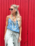 Floral embroidered cami (Light denim)