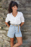 Floral lace collar blouse