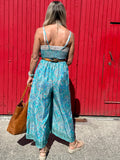 Turquoise floral jumpsuit