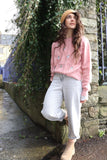 Floral embroidered pink jumper