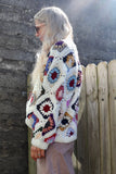 Crochet colourful granny square cardigan