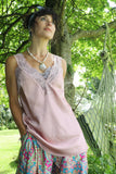 Lace trim silky cami (Dusty pink)