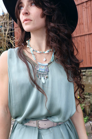 Aztec drop beaded necklace