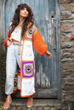 Long crochet patchwork cardigan
