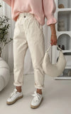 Paper bag waist cord trousers (Cream)