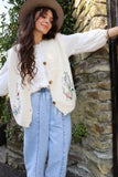 Floral embroidered knit waistcoat
