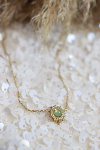 Sun necklace with aqua stone (Gold)
