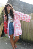 Pink granny square crochet cardigan