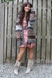Earth toned geometric knit cardigan