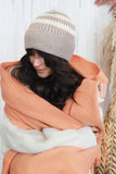 Beige striped beanie