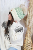 Pom Pom beanie (mint and cream)