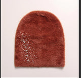 Fluffy sparkly beanie (Rust)