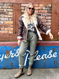 Shearling lined faux suede coat