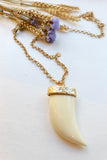 Long White horn necklace