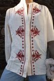 Floral embroidered cream shirt