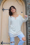 Lace trim long sleeve tee