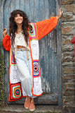 Long crochet patchwork cardigan