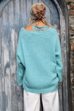 V neck knit jumper (Aqua)
