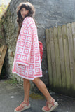 Pink granny square crochet cardigan