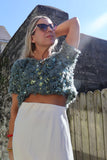 Sequin and feather detail top (Mint)