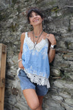 Crochet embellished cami (Blue)