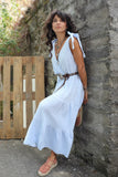 Sky blue Cheesecloth tiered dress