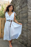 Sky blue Cheesecloth tiered dress
