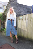 Side split denim skirt