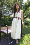 Butter yellow striped floral dress
