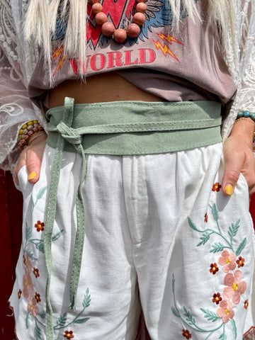 Suede wrap belt (Sage)