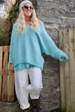 V neck knit jumper (Aqua)