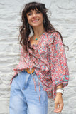 Pink floral peasant blouse