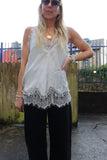 Lace trim silky cami (Champagne)