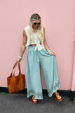 Diamond printed cotton trousers
