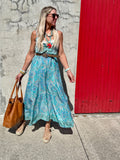 Turquoise floral jumpsuit