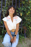 Floral cross stitch blouse