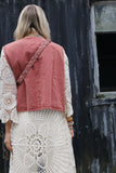 Acid washed embroidered waistcoat