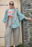 Turquoise floral kimono