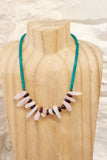 Turquoise and pink stone beaded necklace