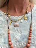 Pink clam shell necklace