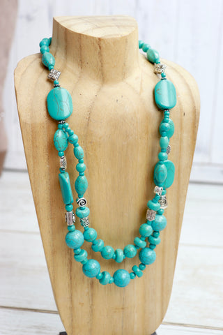 Layered turquoise beaded necklace