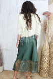 Lace end silky skirt (Khaki)