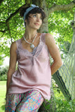 Lace trim silky cami (Dusty pink)