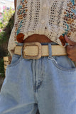 Gold buckle woven stretch belt