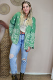 Floral embroidered sage green kimono