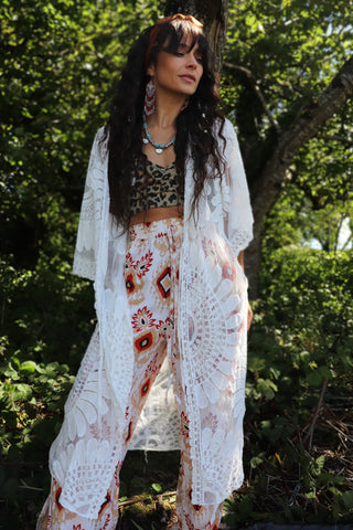 Floral crochet lace kimono