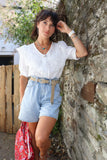 Floral lace collar blouse