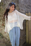 Open knit sweater with pockets